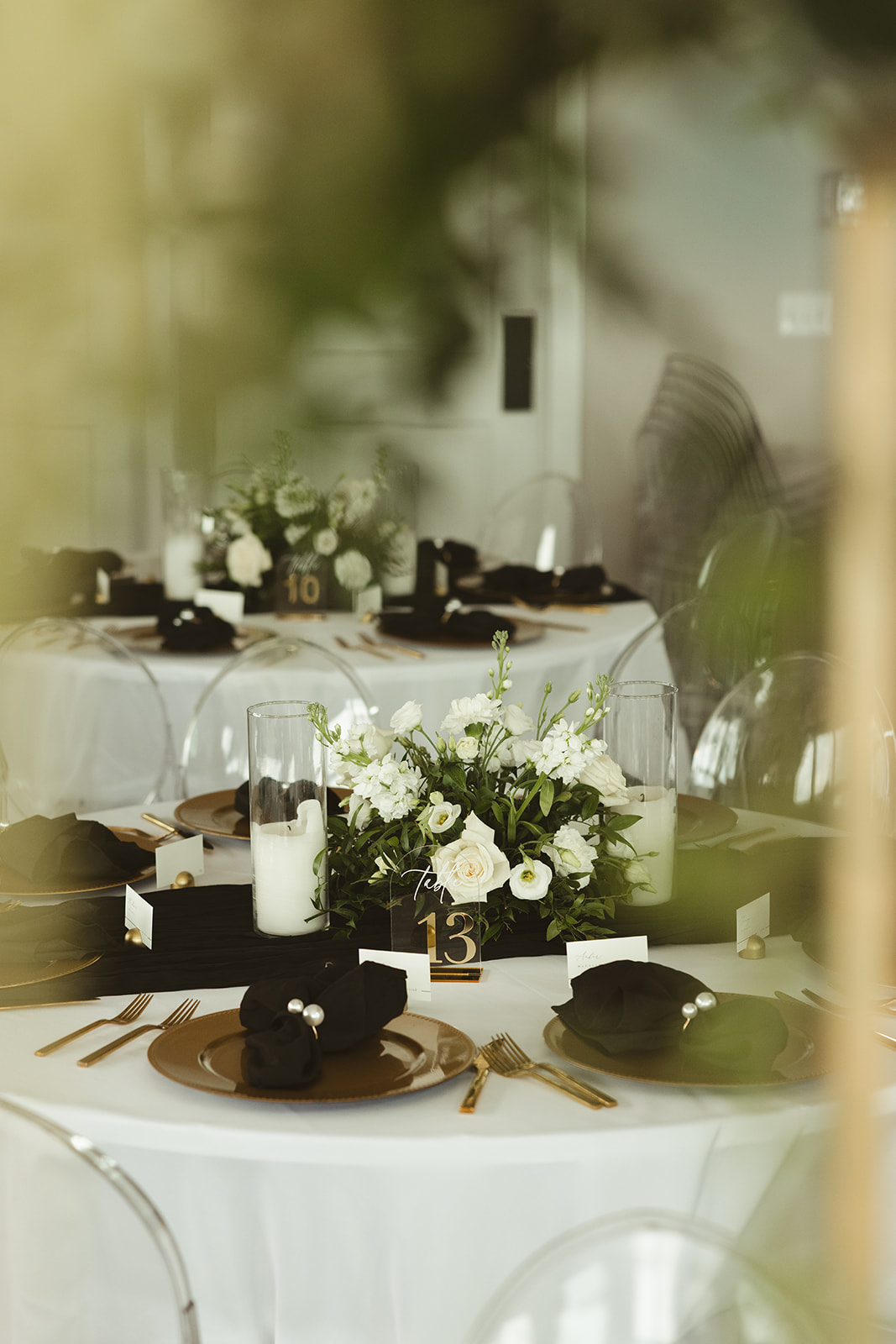 Black and white wedding tables