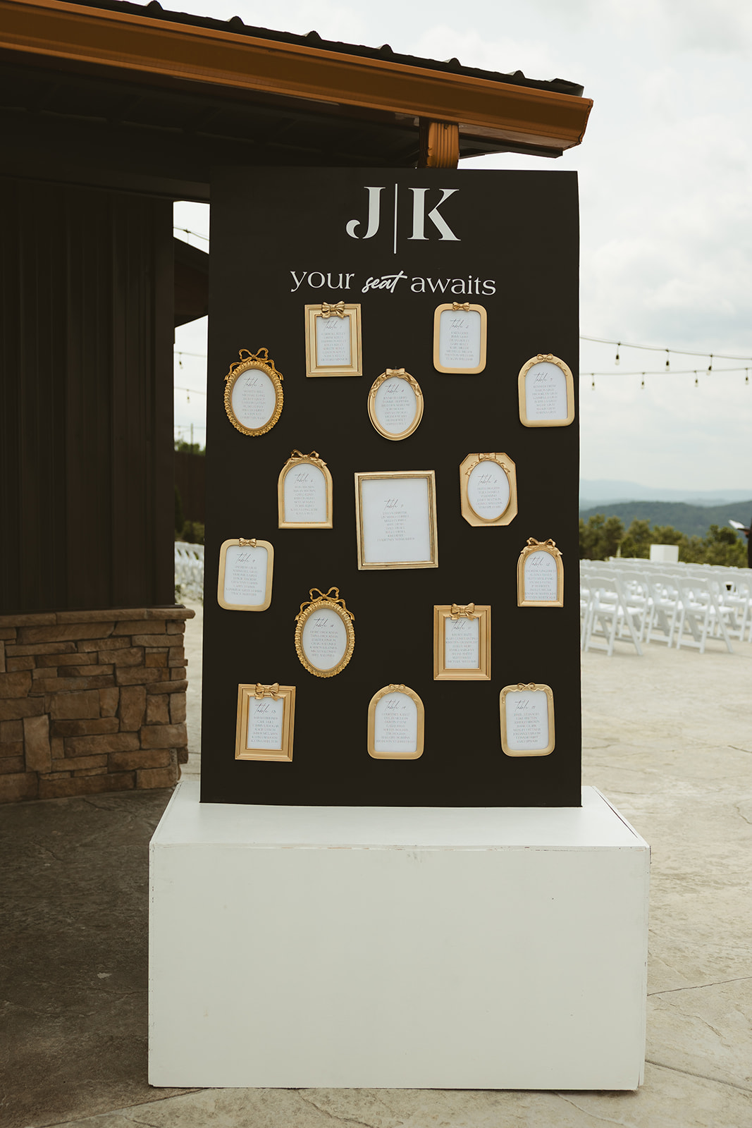 Black and white frame wedding seating chart