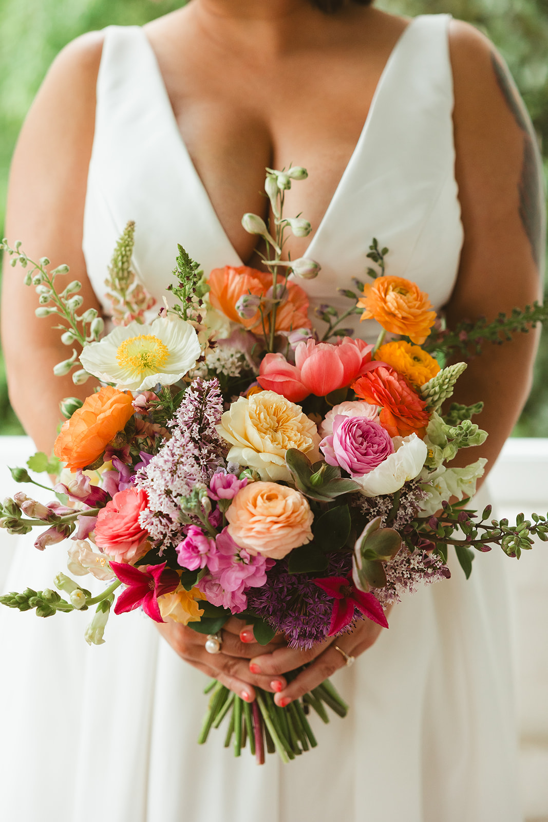 A bride's flower bouquet, the perfect colorful wedding ideas for a summer wedding
