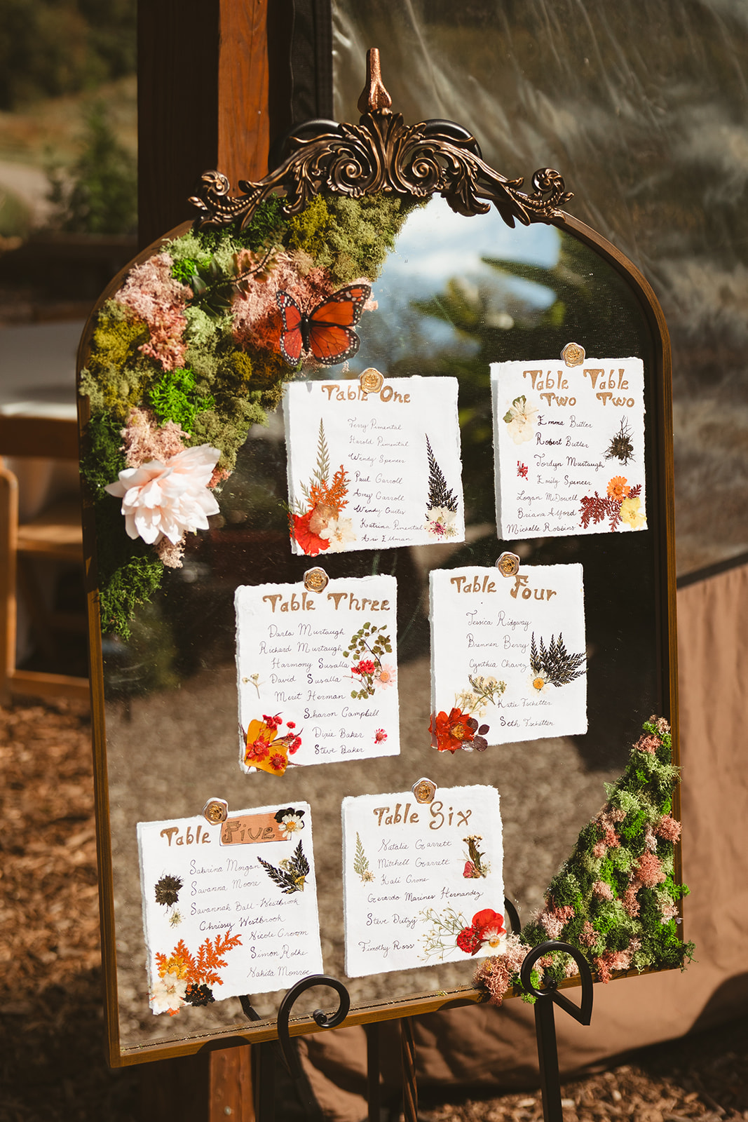 Handmade wedding seating chart from a renaissance wedding